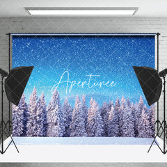 Aperturee - Aperturee Snowy Pine Forest Winter Backdrop For Photography