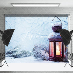 Aperturee - Aperturee Snowy Pine Lamp Outdoor Winter Scenery Backdrop