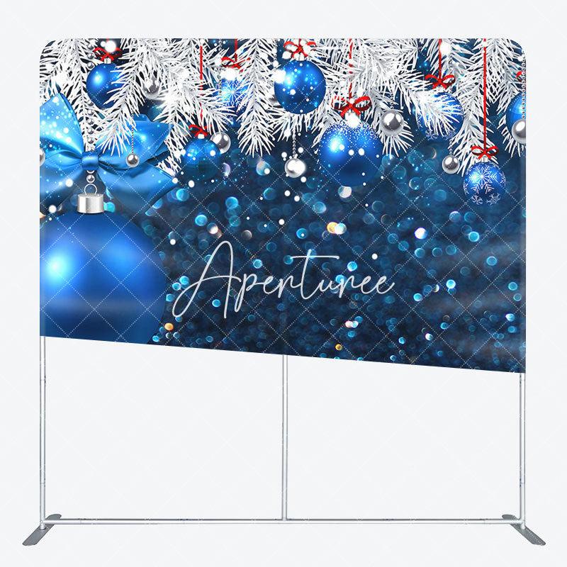 Aperturee - Aperturee Snowy Pine Leaves Christmas Pillow Case Backdrop