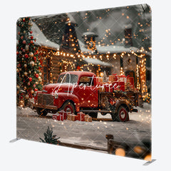 Aperturee - Aperturee Snowy Red Car Bokeh Christmas Pillow Case Backdrop