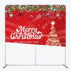 Aperturee - Aperturee Snowy Red Xmass Happy New Year Tension Fabric Backdrop