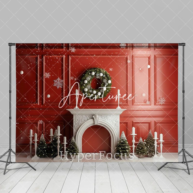 Aperturee - Aperturee Snowy Retro Red Wall Candle Holder Christmas Backdrop