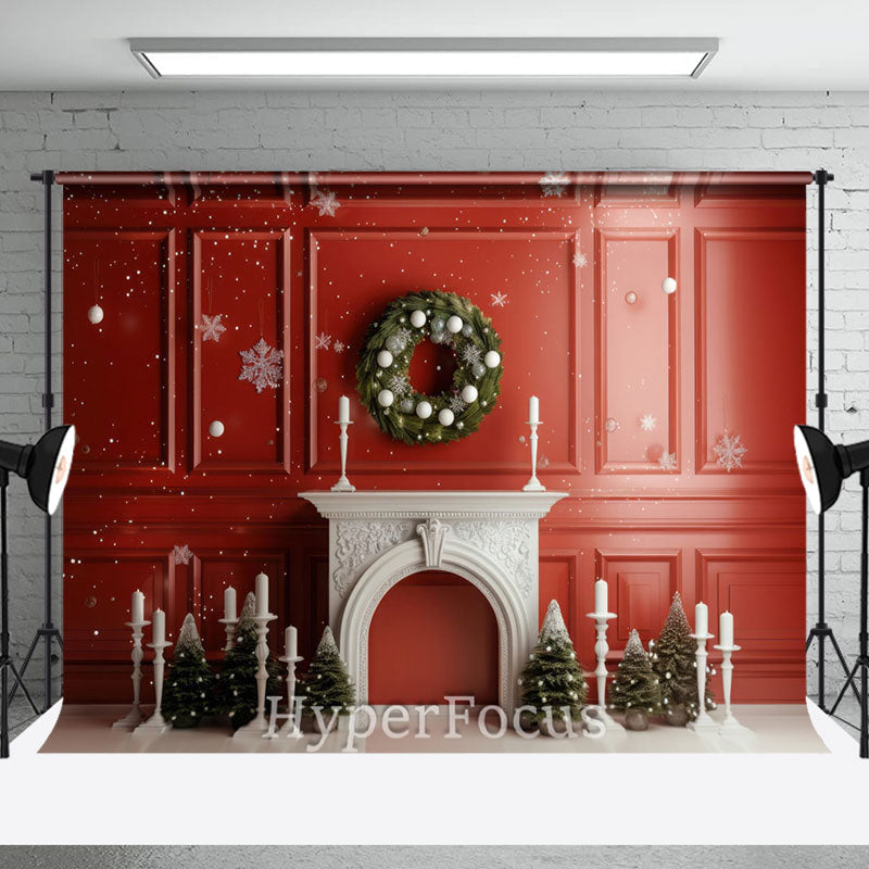 Aperturee - Aperturee Snowy Retro Red Wall Candle Holder Christmas Backdrop