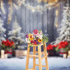 Aperturee - Aperturee Snowy Scene Candle Light Winter Wonderland Backdrop