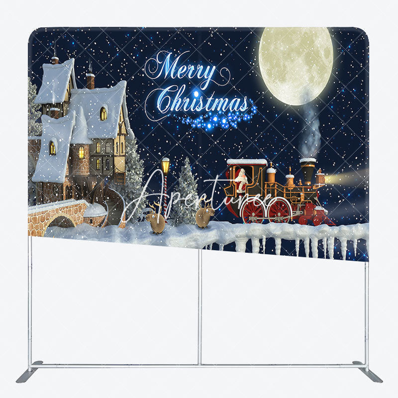 Aperturee - Aperturee Snowy Sky House Santa Merry Christmas Square Backdrop