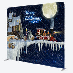 Aperturee - Aperturee Snowy Sky House Santa Merry Christmas Square Backdrop