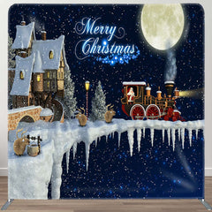 Aperturee - Aperturee Snowy Sky House Santa Merry Christmas Square Backdrop