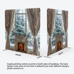 Aperturee - Aperturee Snowy Trees Fireplace Curtain View Pillow Cover Backdrop