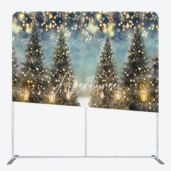 Aperturee - Aperturee Snowy Trees Winter Night Bokeh Tension Fabric Backdrop