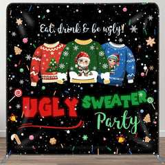 Aperturee - Aperturee Snowy Ugly Sweater Xmas Party Pillow Case Backdrop