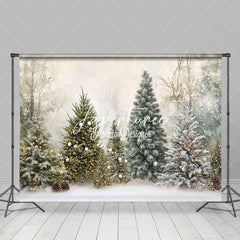 Aperturee - Aperturee Snowy Village Outdoor Winter Christmas Scene Backdrop