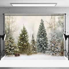 Aperturee - Aperturee Snowy Village Outdoor Winter Christmas Scene Backdrop