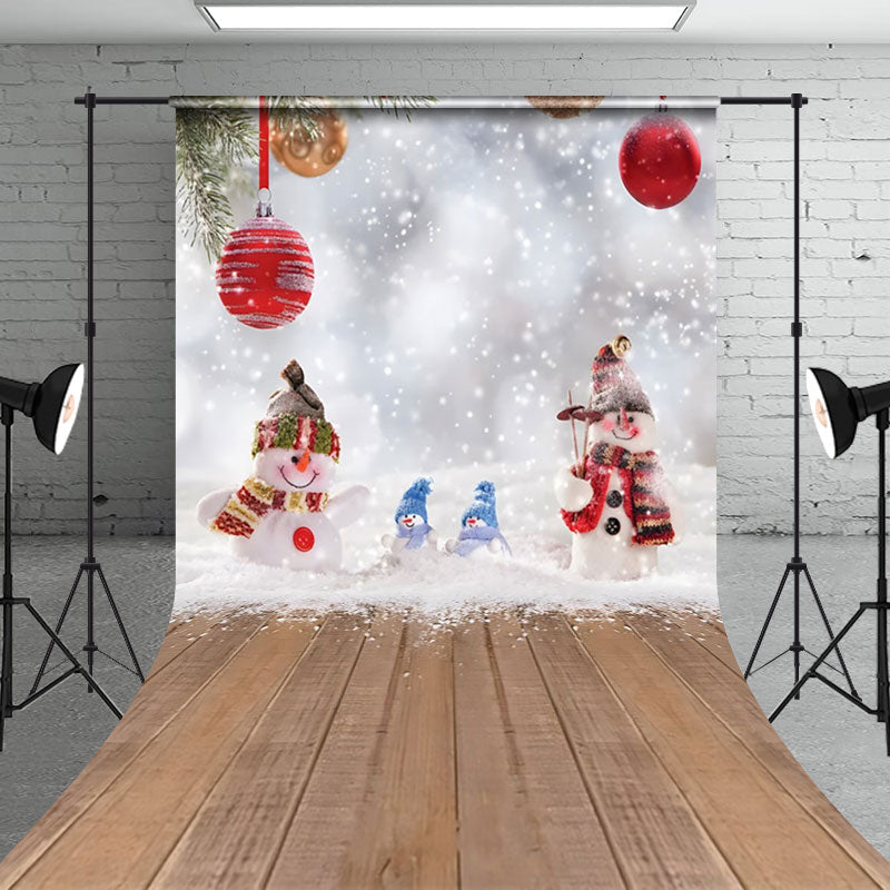 Aperturee - Aperturee Snowy White Christmas Floor Happy Holiday Backdrop