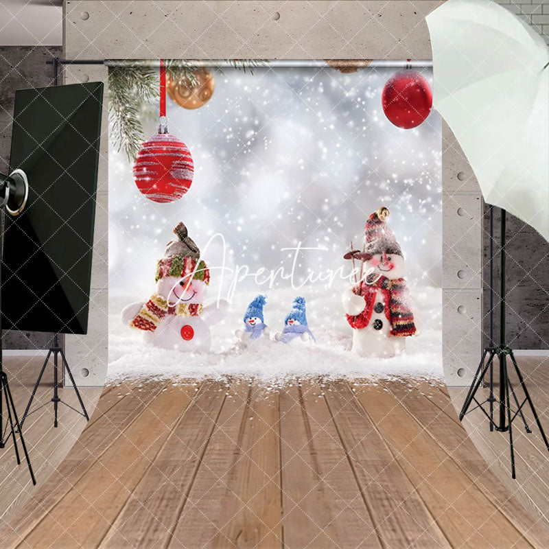 Aperturee - Aperturee Snowy White Christmas Floor Happy Holiday Backdrop