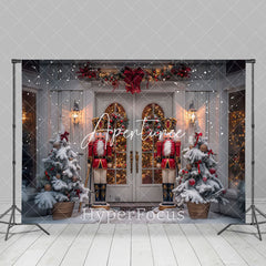 Aperturee - Aperturee Snowy White Lit Christmas Nutcracker Shop Backdrop