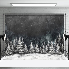 Aperturee - Aperturee Snowy White Pine Forest Mist Winter Photo Backdrop