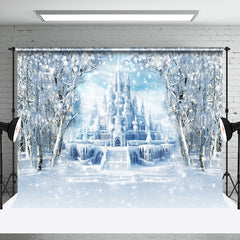 Aperturee - Aperturee Snowy White Wonderland Castle Photography Backdrop