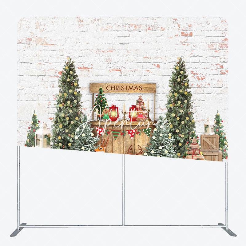 Aperturee - Aperturee Snowy Whiter Christmas Square Arch Fabric Backdrop