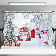 Aperturee - Aperturee Snowy Wild Forest Snowman Merry Christmas Backdrop