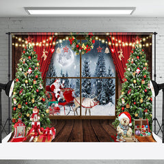 Aperturee - Aperturee Snowy Window Scene Santa Claus Christmas Backdrop