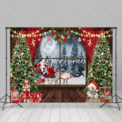 Aperturee - Aperturee Snowy Window Scene Santa Claus Christmas Backdrop