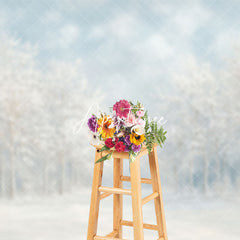 Aperturee - Aperturee Snowy Winter Forest Path Natural Scenery Backdrop