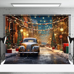 Aperturee - Aperturee Snowy Winter Street Car Festive Christmas Backdrop