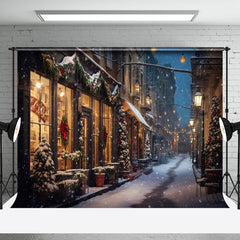 Aperturee - Aperturee Snowy Winter Wonderland Christmas Steet Backdrop