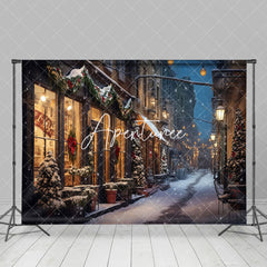 Aperturee - Aperturee Snowy Winter Wonderland Christmas Steet Backdrop