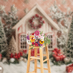 Aperturee - Aperturee Snowy Wonderlad Christmas Tree Around Cabin Backdrop