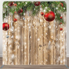 Aperturee - Aperturee Snowy Wood Grain Christmas Vibe Pillow Case Backdrop