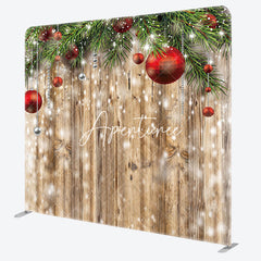 Aperturee - Aperturee Snowy Wood Grain Christmas Vibe Pillow Case Backdrop