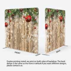 Aperturee - Aperturee Snowy Wood Grain Christmas Vibe Pillow Case Backdrop