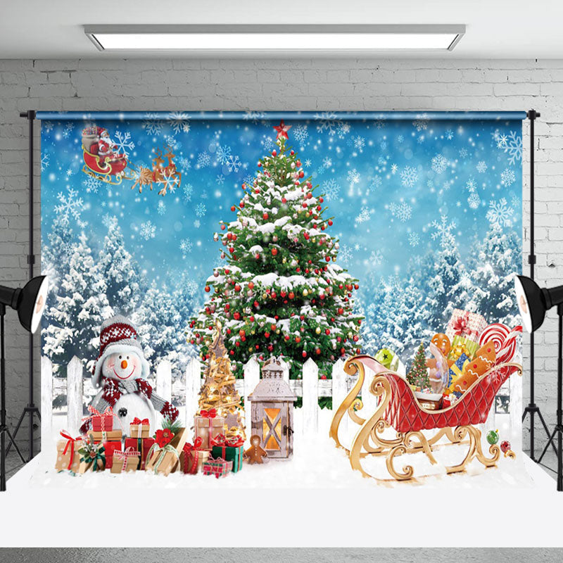 Aperturee - Aperturee Snowy Xmas Carriage Christmas Holiday Backdrop