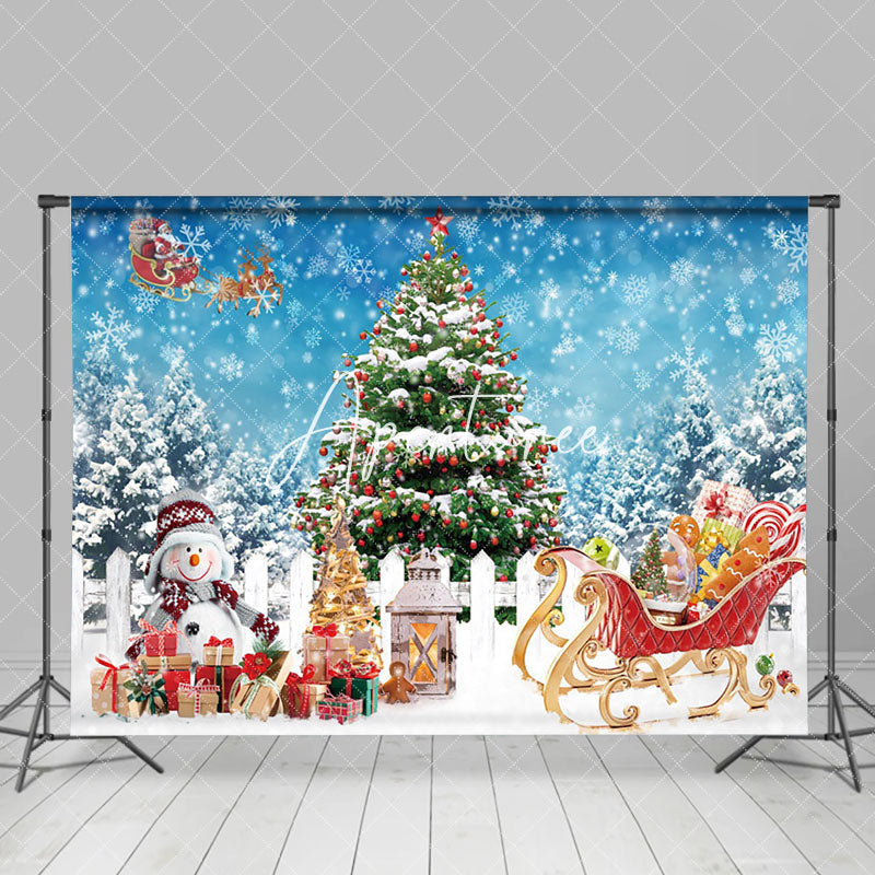 Aperturee - Aperturee Snowy Xmas Carriage Christmas Holiday Backdrop