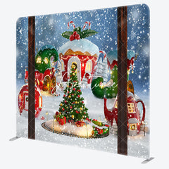 Aperturee - Aperturee Snowy Xmas House Tree Holiday Pillow Cover Backdrop