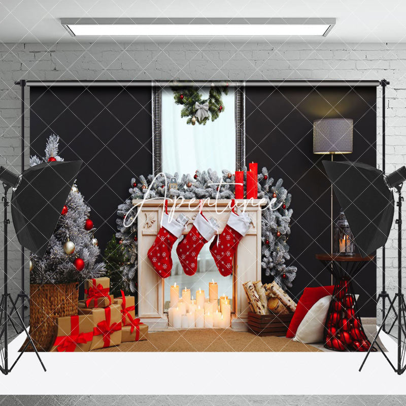 Aperturee - Aperturee Socks Black Wall Candle Christmas Photo Backdrop