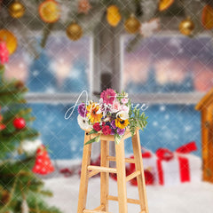 Aperturee - Aperturee Soft Carpet Blurry Window Scene Christmas Backdrop