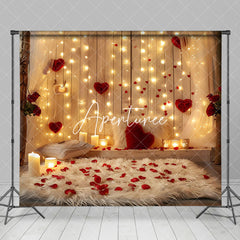 Aperturee - Aperturee Soft Mat Petal Red Heart Wood Valentines Day Backdrop