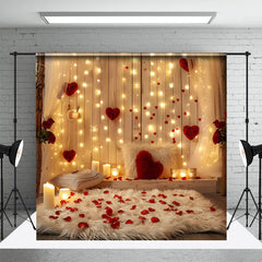 Aperturee - Aperturee Soft Mat Petal Red Heart Wood Valentines Day Backdrop