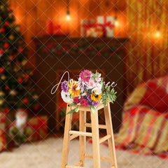 Aperturee - Aperturee Soft Sofa Indoor Fireplace Trees Christmas Backdrop