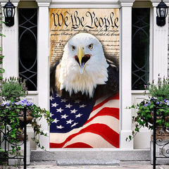 Aperturee - Aperturee Solemn Eagle Usa Flag Independence Day Door Cover