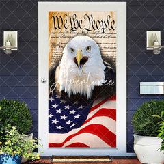 Aperturee - Aperturee Solemn Eagle Usa Flag Independence Day Door Cover