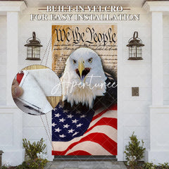 Aperturee - Aperturee Solemn Eagle Usa Flag Independence Day Door Cover