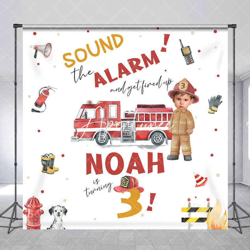 Aperturee - Aperturee Sound Alarm Firefighting Custom 3rd Birthday Backdrop