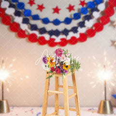 Aperturee - Aperturee Sparke Red White Blue Ribbon Independence Day Backdrop