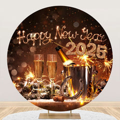 Aperturee - Aperturee Sparkle Cheers 2025 Round Happy New Year Backdrop