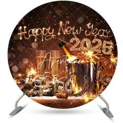 Aperturee - Aperturee Sparkle Cheers 2025 Round Happy New Year Backdrop