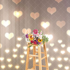 Aperturee - Aperturee Sparkle Gold Hearts Romantic Bokeh Photo Backdrop