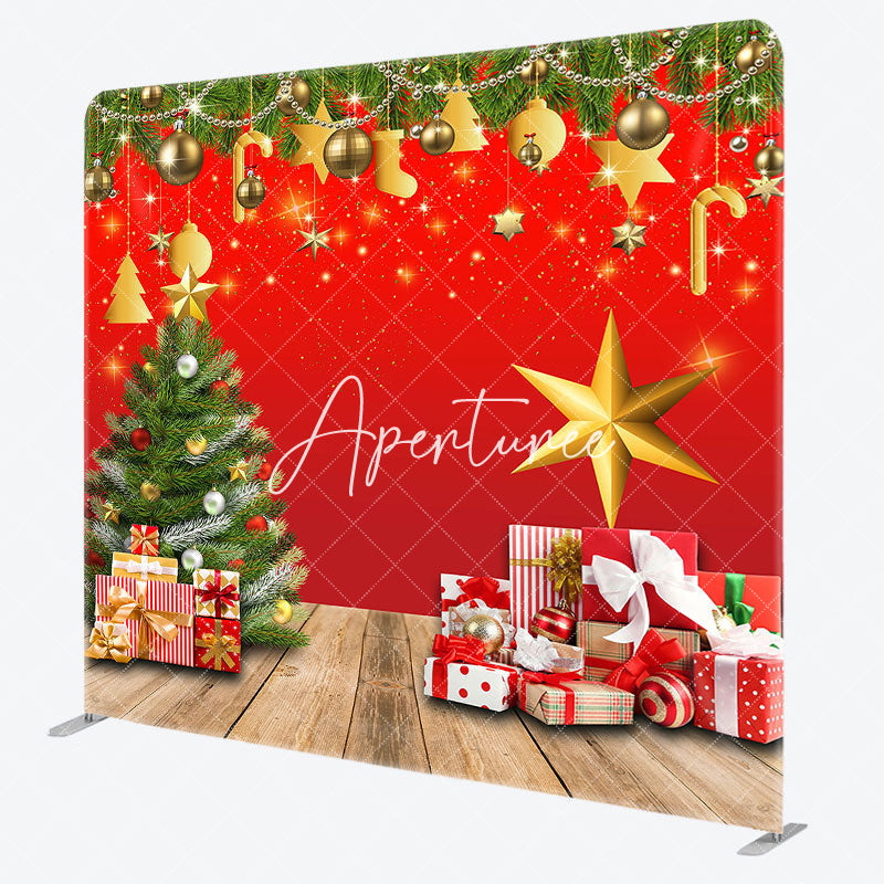 Aperturee - Aperturee Sparkle Green Xmas Tree Gift Pillow Case Backdrop